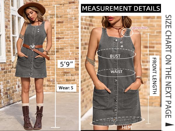 Image of Yousify Womens Casual Sleeveless Denim Overalls Dresses Button Down Summer Jean Mini Dress 2025 Trendy Romper With Pockets