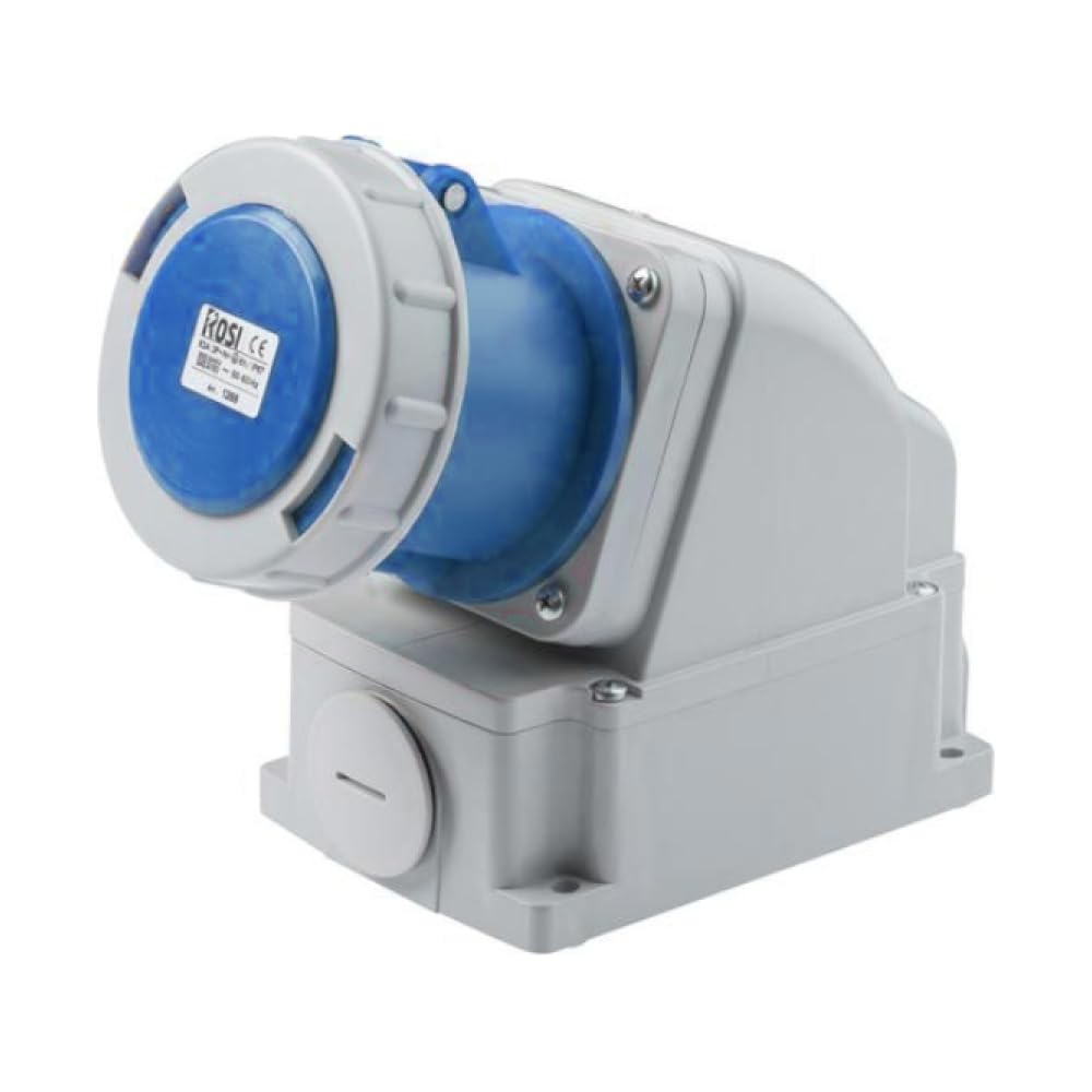 Prise murale industrielle 220 V 230 V, 3 pôles 2P+T, 63 A, IP67 - Rosi 1001263