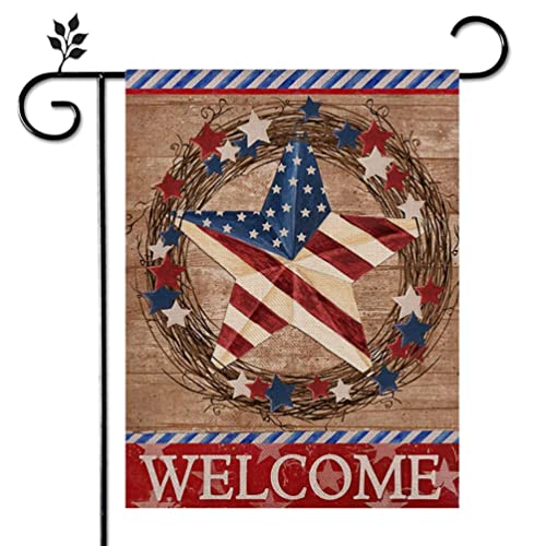 Eiazuiks 4Th Of July Patrioctic American Garden Flag Floral Spring Double Sided Vertical Rustic Farmhouse Yard Seasonal Holiday Outdoor Decor 12×18 Inch Ef068 #TOP23