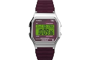 Timex T80 Vintage Black Rubber Band Alarm Chronograph Digital Watch