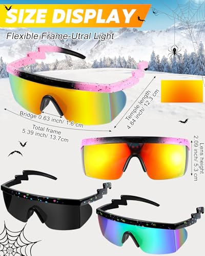 Image of Frienda 3 Pairs 80s Retro Sunglasses Semi Rimless Zigzag