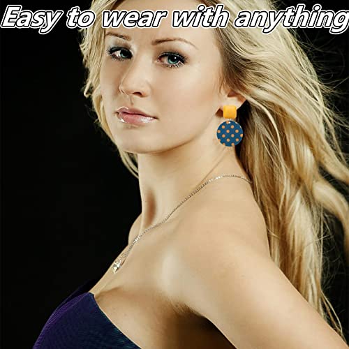 Circle Clip On Dangling Earrings For Women Teen Girls La Luen Non Pierced Acrylic Wave Point Big Earrings Boho Retro Geometric Hypoallergenic Lightweight Dangle Jewelry Gift (Circle-Clip On Earrings) #TOP6