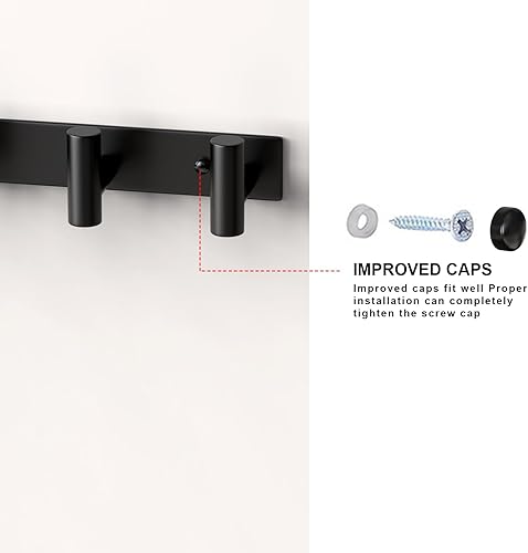 Miniatura 6 de VAEHOLD Paquete de 1 perchero de pared para sombreros y abrigos, 4 ganchos para batas, bolsos, llaves y toallas, organizador de toallas de baño,