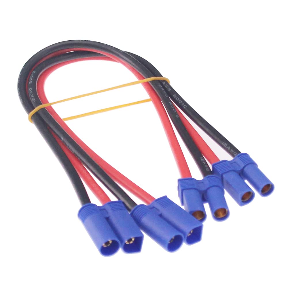 OliRC 2pcs EC5 M to EC5 FM Adapter Extension Female Male 12awg 12inch Silicone Cable for RC battery(C173-2)