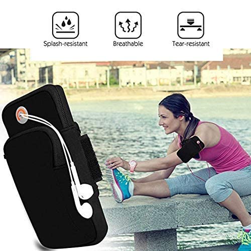 Image of CLITZ Sports Armband, Running Gym Universal Smartphone Arm Bag with Earphone Hole Multifunctional Pockets foriPhone 15, 14, 13, 12, 11 Pro Max, Xs, Xr, X, 8 Plus, (Black Armband)