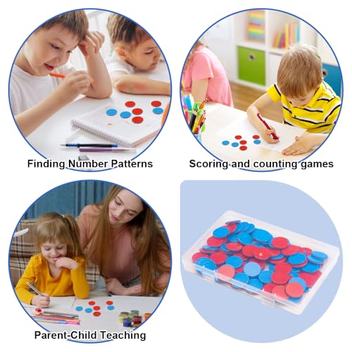 100 Stück Wendeplättchen Rot Blau Plastik für Mathe Rechenhilfe,Rechenplättchen Zählchips für Kinderhände,Rechenschiffchen Zählchips,Mathematik Wendeplättchen für Unterrichts-Oder Heimunterrichtshilfe