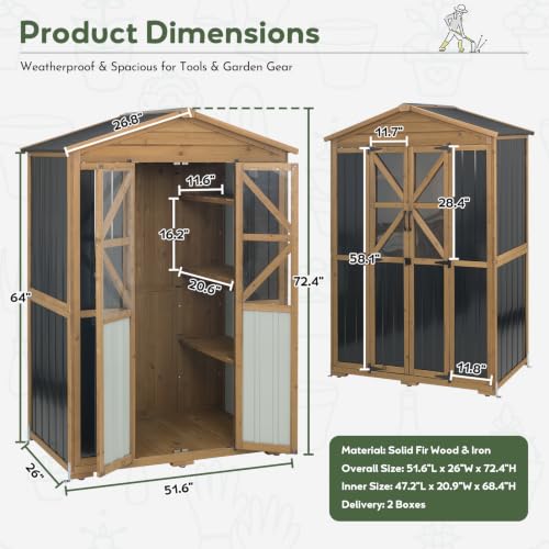Image of Extra Large Outdoor Storage Cabinet Weatherproof, Garden Shed with Shelves