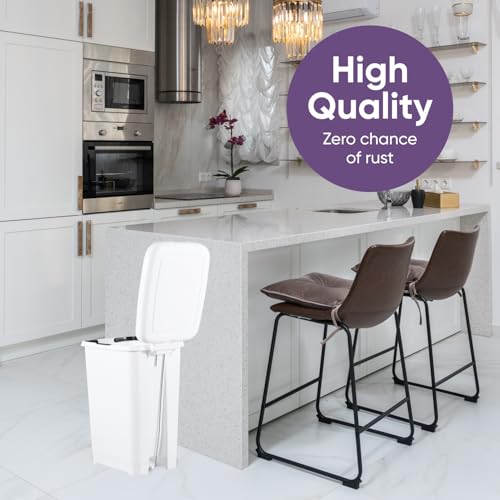 Image of Superio Slim Pedal Trash Can (16 Qt) (White)