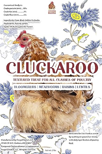 Pampered Chicken Mama Herbal Dried Black Soldier Fly Larvae Chicken Treats for Laying Hens: Chicken Feed, Chicken Scratch, Cracked Corn for Chickens, Mealworms, Raisins, Lentils| Cluckaroo (4 Pounds)