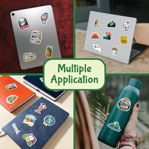 Image of CodersParadise 250+ Travel Stickers Pack - Premium Waterproof Vinyl Self-Adhesive Decals for Laptop, Luggage Bags, Journal, Bike & Scrapbook - Residue-Free Travel-Themed Sticker Set
