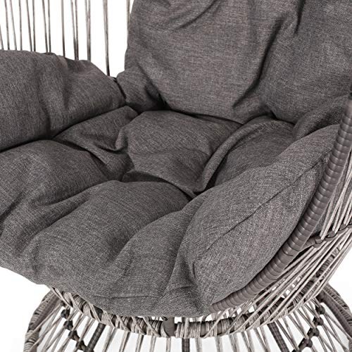 Christopher Knight Home Ellen Outdoor Wicker Swivel Egg Chair With Cushion, Gray, Dark Gray, Taupe #TOP6