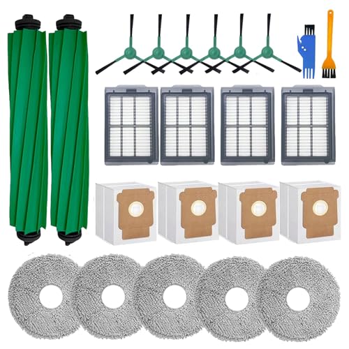 23 piezas de Accesorios para iRobot Roomba Plus 505/405 Combo, 2 Cepillos Principales, 6 Cepillos Laterales, 4 Filtros, 5 Paños Mopa, 4 Bolsas de Polvo, 2 Cepillo Limpieza