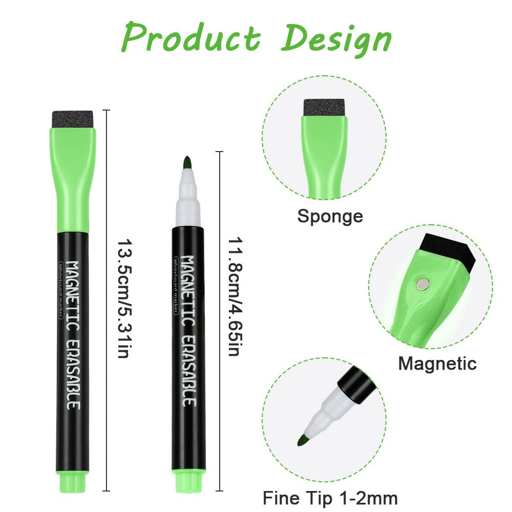 Pennarelli Lavagna Bianca Magnetici - Set 8 Penne Cancellabili Con Punta Fine Per Scuola, Ufficio E Casa - Foto 11