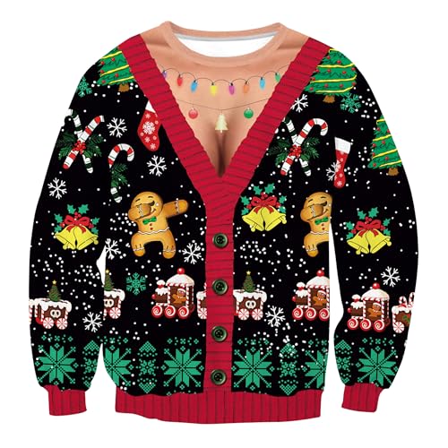 Herberton Weihnachtspullover Unisex Hässliches Langarmshirt Lustiger...