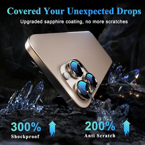 Image of YWXTW Camera Lens Protector for iPhone 16 Pro /iPhone 16 Pro Max, [1 Step Installation Tray] Tempered Glass Screen Protector Metal Custom Camera Cover Accessories Case Friendly