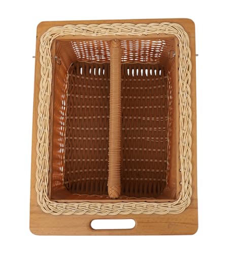 Image of AKWAY PVC wicker basket for modular kitchen | pvc wicker basket for Kitchen | Pull Out Basket for Onion, Potato, Fruits (With Partition, 16.3 inchW x 20 inchDx 4 inchH)