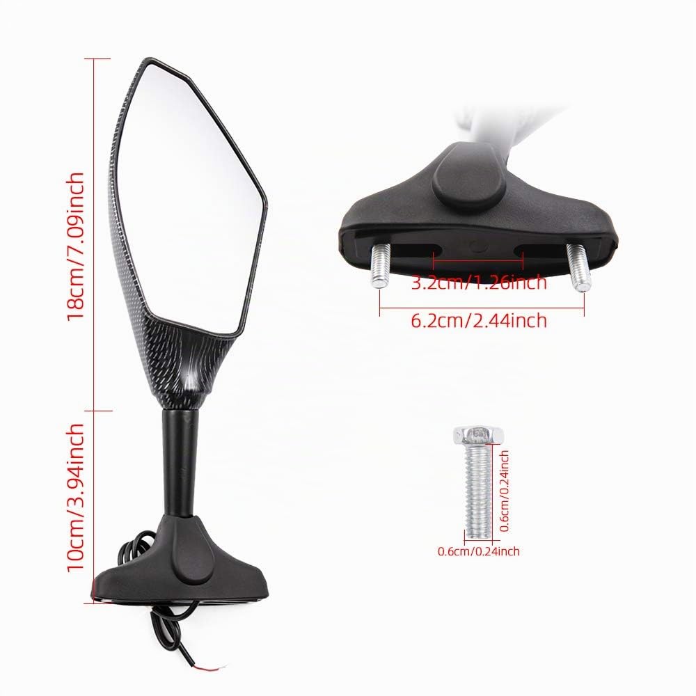 Moto Rétroviseur latéral avec clignotants LED Universel pour Cruiser Street Sport Bike (B)