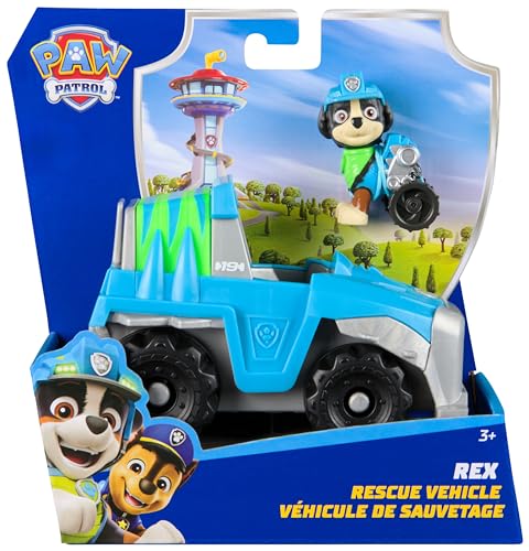 Paw Patrol - Pat Patrouille - Véhicule Figurine Rex - Voiture Figurine À Collectionner - Pat Patrouille Véhicule - Plastique Recyclé - Voiture Enfant - Jouet Enfant 3 Ans Et +