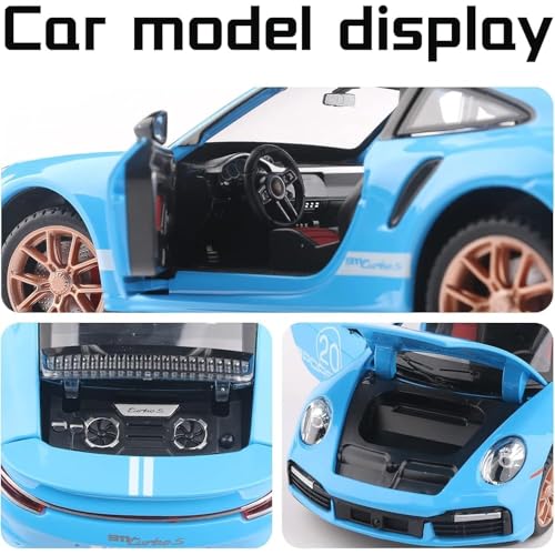 Image of Alokik Enterprise Compatible for 1:32 Porsche Carrera 911 Toy Car Model, Diecast Collectible Pull Back Model Car with Sound and Light, Toy Gift Vehicles for Adults Kids Boys Girls【Blue】