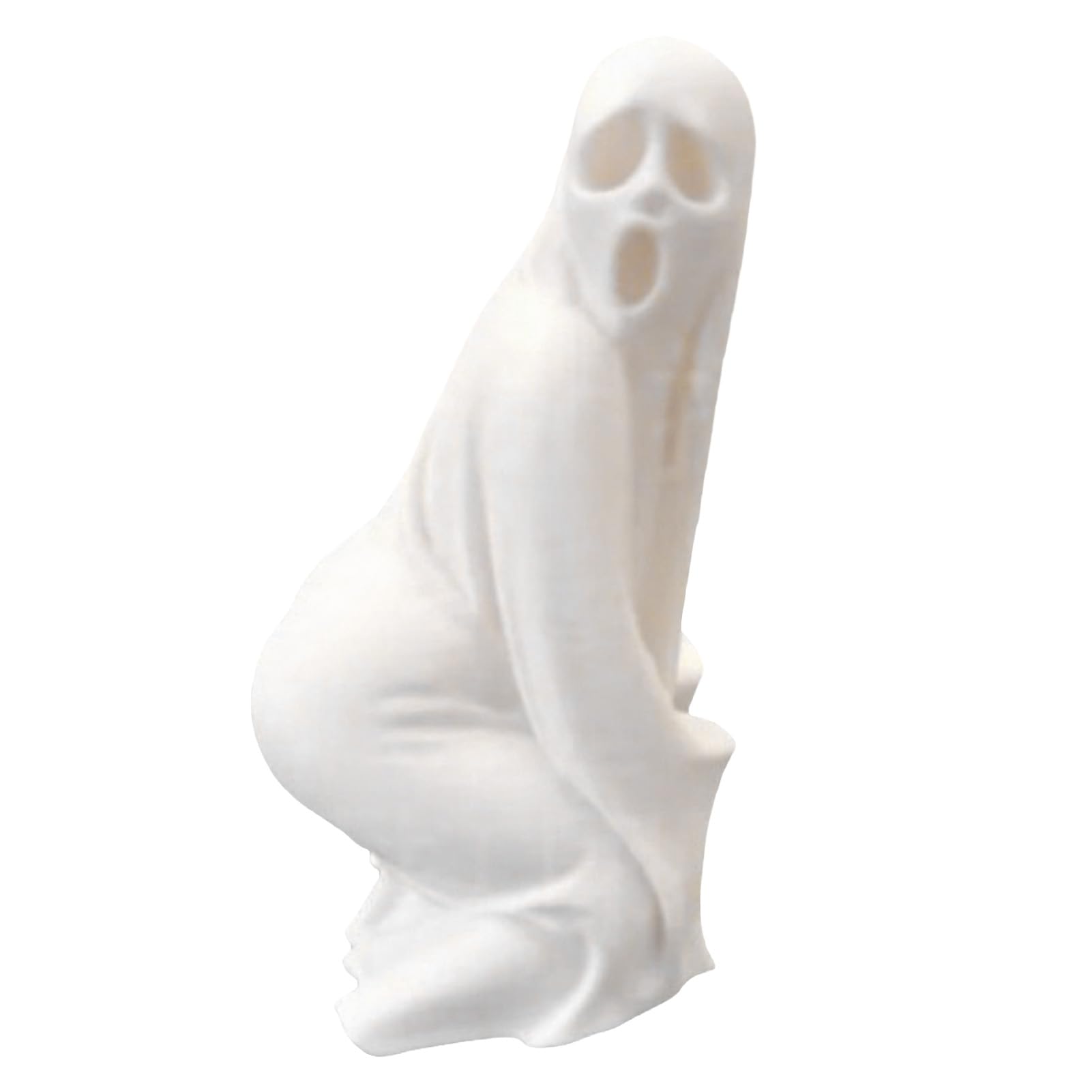 ZhzeYun Halloween Ghost Figurine, Funny 3D Printed Scream Ghost Statue, Spooky Crouching Ornament for Desk Shelf Mantel, Creepy Halloween Decorations for Home Office Party White