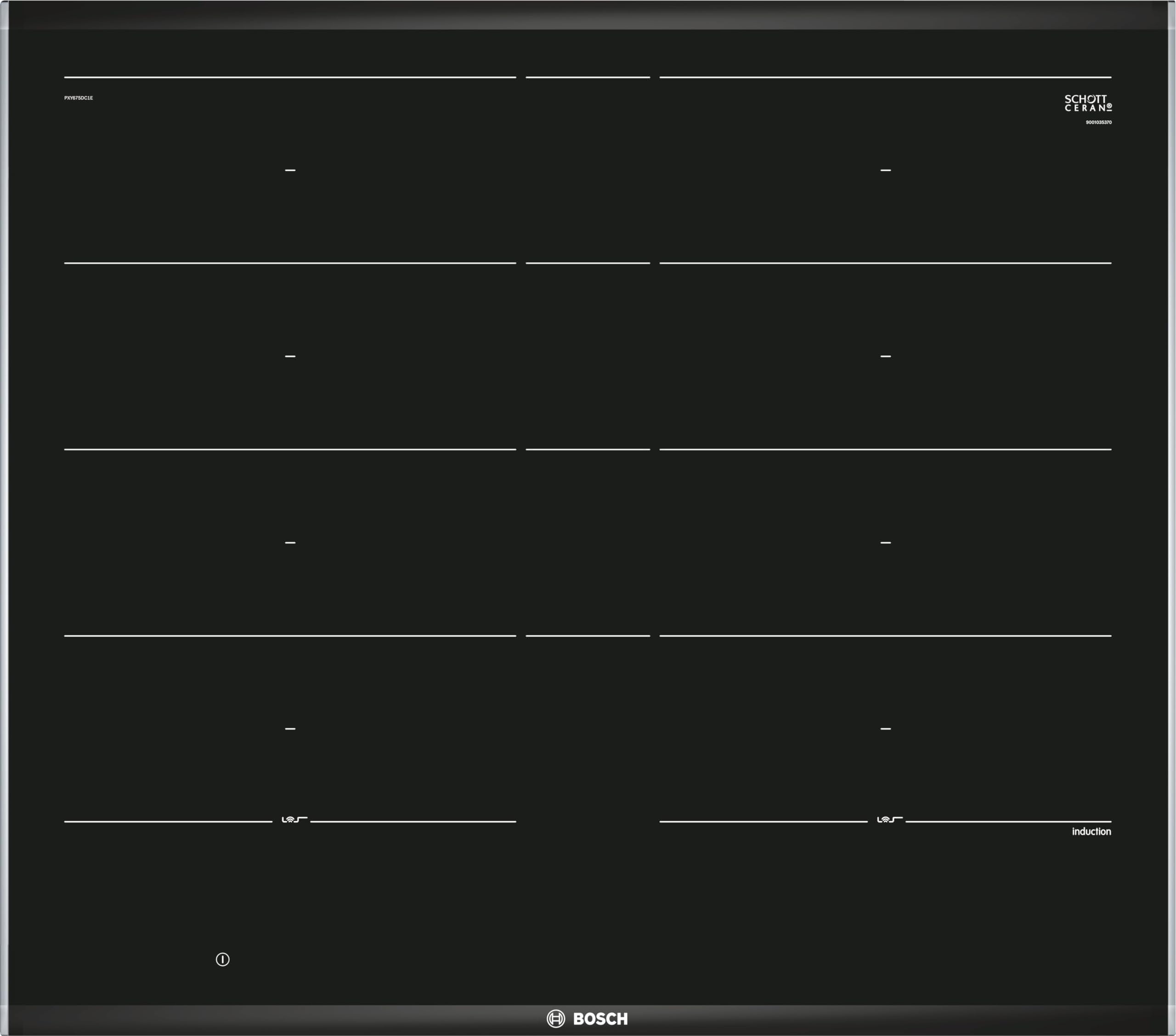 PXY675DC1E Series 8 Induction Hob (Self-Sufficient), 60 cm Wide, FlexInduction Free Space Choice, MoveMode Preset Power Levels, PerfectFry Frying Sensor, PowerBoost Faster Cooking, ReStart