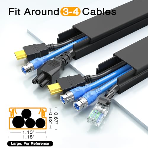 Delamu 157in Cord Hider, Cord Cover Wall Cable Management, Paintable Wire Cover for Cords, Cable Hider Raceway Kit, Cable Cover Concealer, Wire Hiders for TV on Wall, 10 X L15.7 W1.18 H0.6in, Black