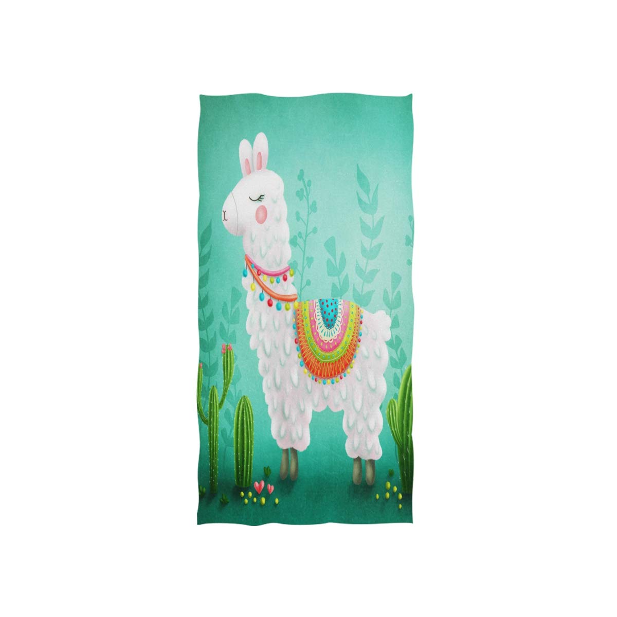 Linomo Girls Hand Towel Lovely Lama Alpaca Llama Cactus Towel Cotton Face Towel Dish Towel For Kids Boys Adult