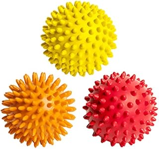 Octorox Spiky Massage Balls for Foot, Back, Muscles - 3 Soft to Firm Spiked Massager Roller Orb Set for Plantar Fasciitis, Trigger Point Therapy, Exercise, Yoga, Deep Tissue Myofascial Release, 3-inch