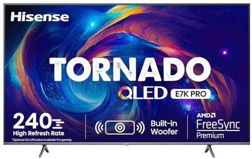Image of Hisense 164 cm (65 inches) Tornado Series 4K Ultra HD Smart QLED TV 65E7K PRO (Dark Grey)