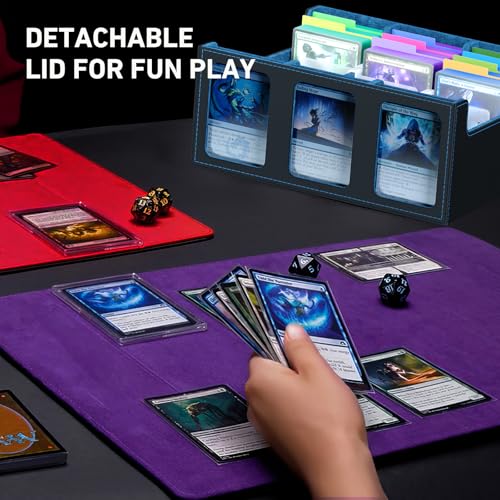 Image of 3-Row Trading Card Storage Box, Bulk Cards Case for 2400+ Mtg tcg Magic Playing Game Card Organizer, Commander Deck Box with 3 Supports & 24 Dividers