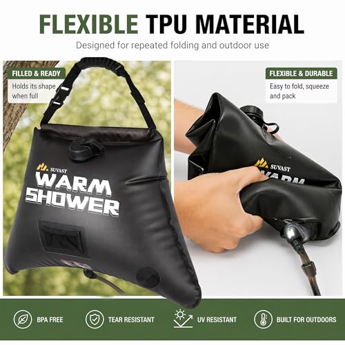 Bolsa de ducha solar, 4 galones/15L, ducha solar portátil de TPU para camping y limpieza al aire libre, con manguera y bolsa de transporte miniatura 3