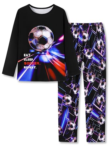 Image of Tebbis Boys Comfy Trendy Print Long Sleeve & Pants Pajama Set Sizes 6-18
