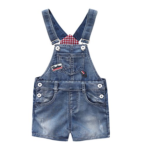 KIDSCOOL SPACE Mono de Jean para niña,Pequeño Mono Vaquero Rasgado,Azul,5-6 años Cover
