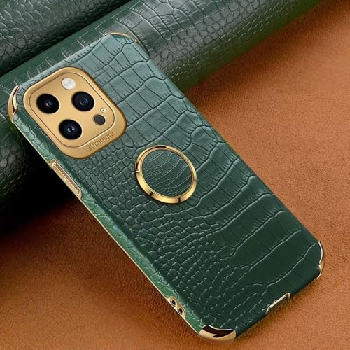 Coque silicone cuir croco iPhone 17 finies les chutes avec l'anneau vert