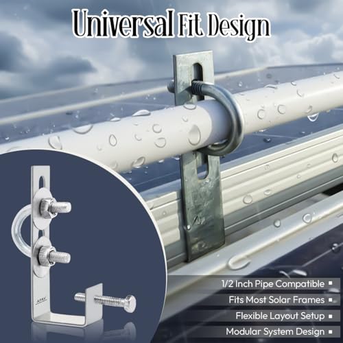 Image of Solar Panel Cleaning Kit with Sprinkler System | 30-Piece Set | 1 /2 Inch PVC Water Spray Nozzles, Tee Connectors & L-Type Clamps | Automatic Solar Panel Washing System