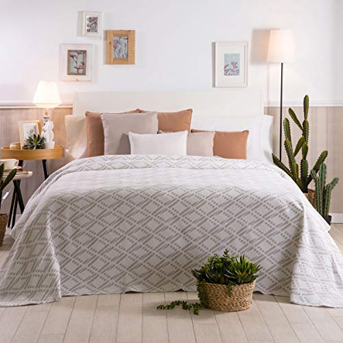 Sancarlos NASSER - Colcha Bouti, Poliéster-Algodón, Tostado, Cama de