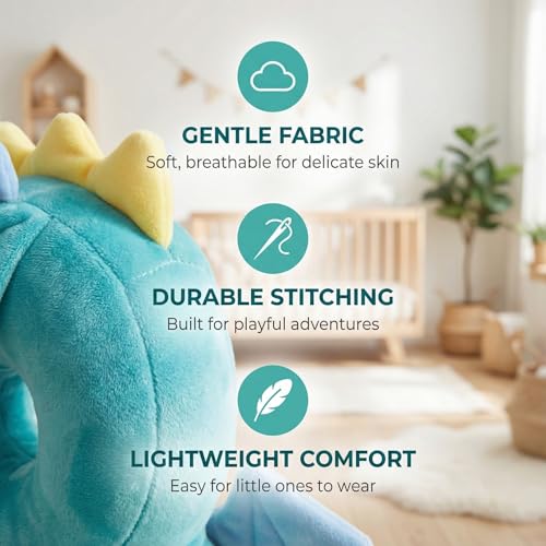 Image of Baby Head Protection Backpack - Soft Lightweight Fall Cushion for Toddlers During Crawling & Walking, Helps Ease Impact from Backward Tumbles(Dragon)