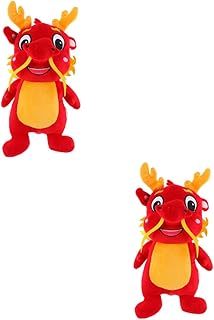 Toyvian 2 Pçs Dragão Brinquedo De Pelúcia Decoração Boneca De Pelúcia Bidoof Mascote De Pelúcia Mascote De Dragão De Pelúcia Boneca De Ano Favores Presentes De Dragão Bichos