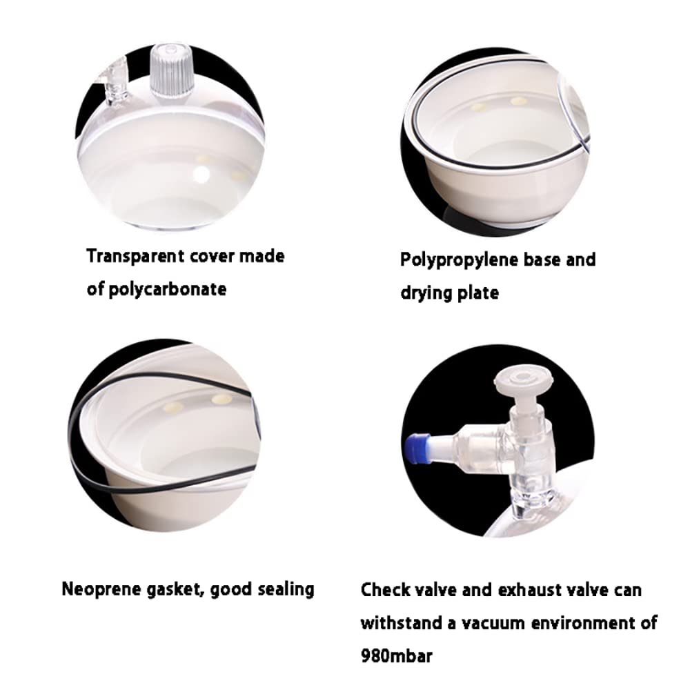 Polycarbonat Vakuum-Exsikkator, 150ml Labortrockner-Glas, Vakuum Trockenschränke aus Kunststoff mit weißem Polypropylenboden zum Vakuumtrocknen und Aufbewahren (150mm)