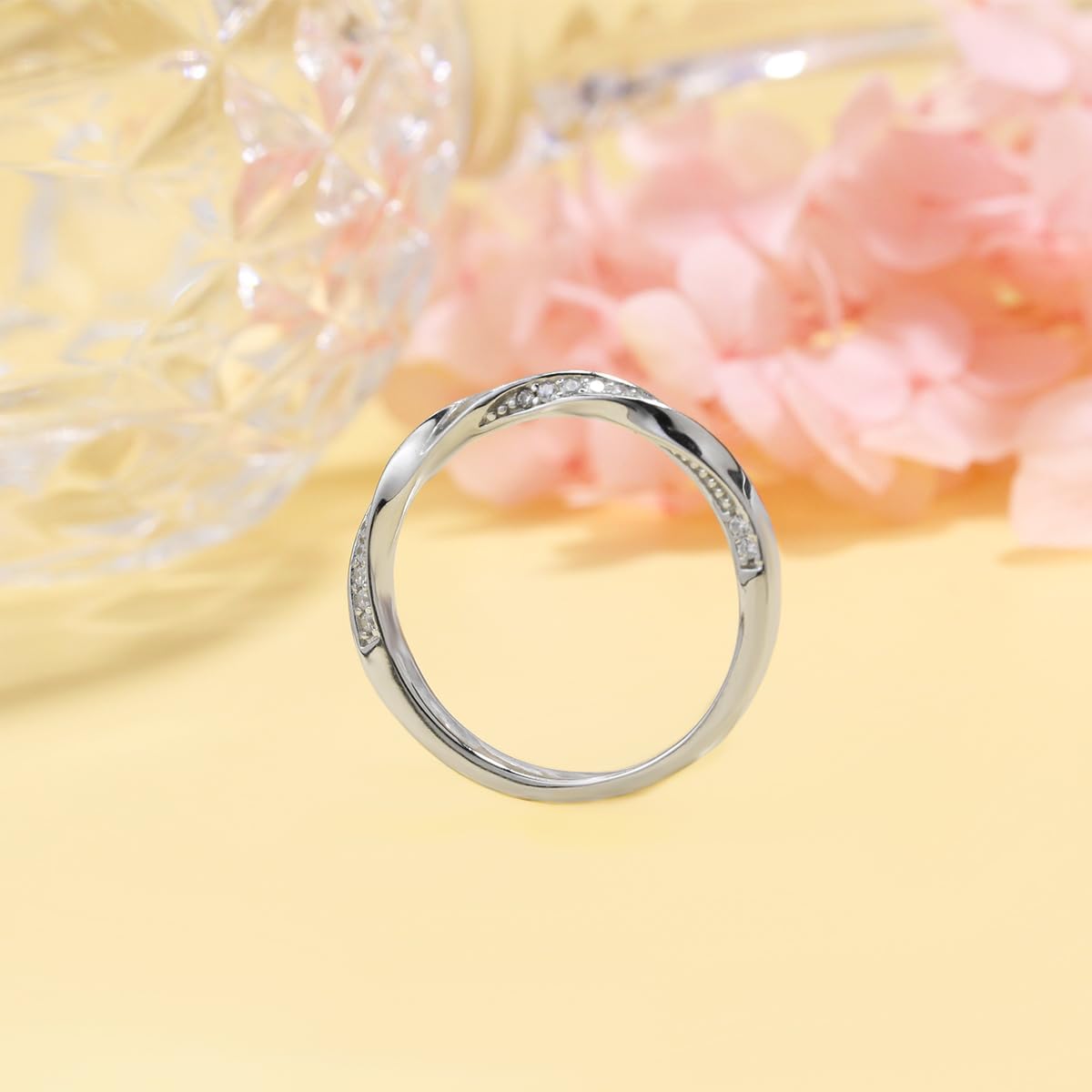 Nova&Aria Twisted Infinity Ring 925 Sterling Silver Cut 5A Cubic Zirconia Wedding Band promise Engagement Rings for Women Size 5-10 - Image 6