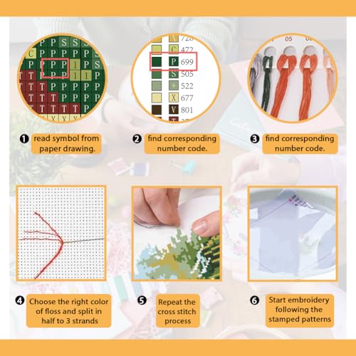 Image of FREEBLOSS 11CT Cross Stitch Kit Stamped Cross Stitch Craft Kit with Stitching Guide for Beginners Fishing Lake Scene Embroidery Set Crossstitch Wall Hanging Set 17x17inch