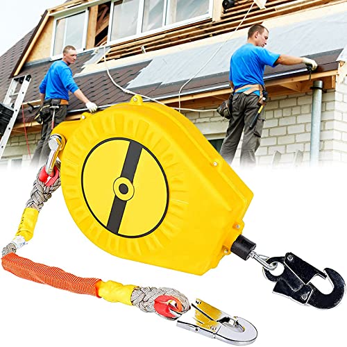 Dispositivo Anticaídas Retráctil, Limitador de Caída Personal, Equipos Anticaída Retractil, Protección Contra Caídas para Techos y Construcción, Línea de Vida Retráctil, Carga 150kg(Size:10m) Cover