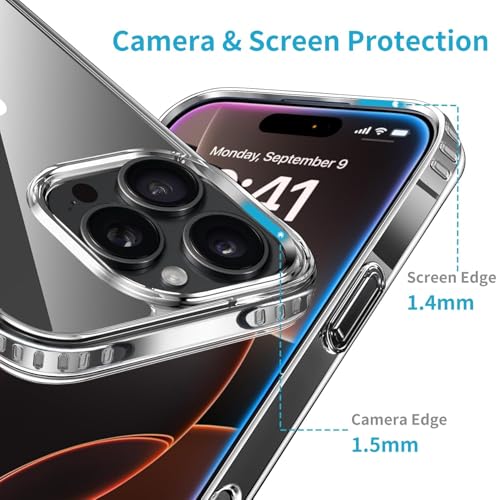 Image of DIZORO Crystal Clear Compatible with iPhone 16 Pro Max Case with Anti-Yellow Anti-Scratch Shockproof Transparent Cover