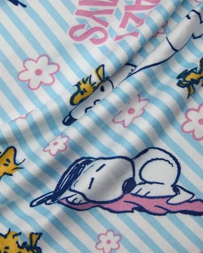 Image of COCO BRANDS Peanuts Snoopy Womens Pajama Set - 2 Piece Short Sleeve Button Down Sleep Shirt and Pajama Shorts