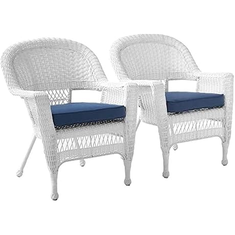Jeco White Wicker Chair Set