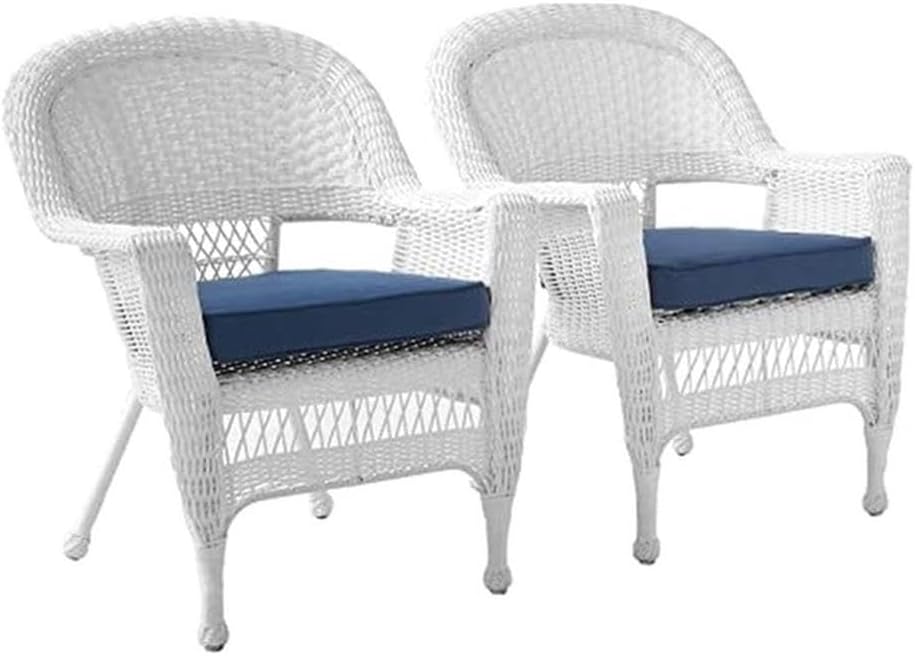 Amazon.com: Jeco Wicker Patio Chairs (Set of 2) White Wicker : Patio ...