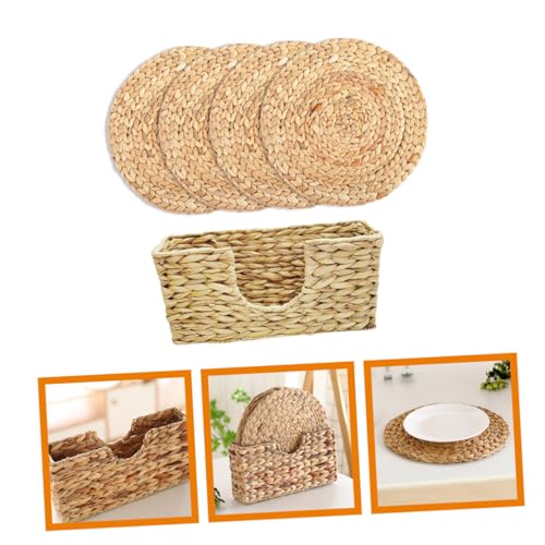 Sous-assiettes tressées isolantes et leur panier de stockage - 6