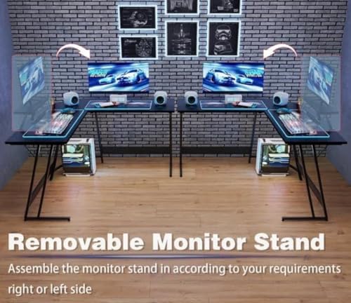 Image of Deskio Siyora L Shaped Table I Computer Table for Home Pc I Office Computer Table for Home I Rounded Corner Desk I Gaming I Worktable (130 Cm x 50 Cm x 75 Cm) Black Wood, Metal - DIY
