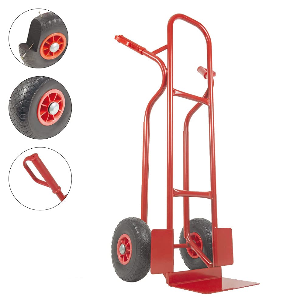 TRESTLES S04 Rot Sackkarre | Stahlgestänge | pannensicheres PU Rad | 250 kg Tragkraft | Treppenrutschkufen | Made in EU