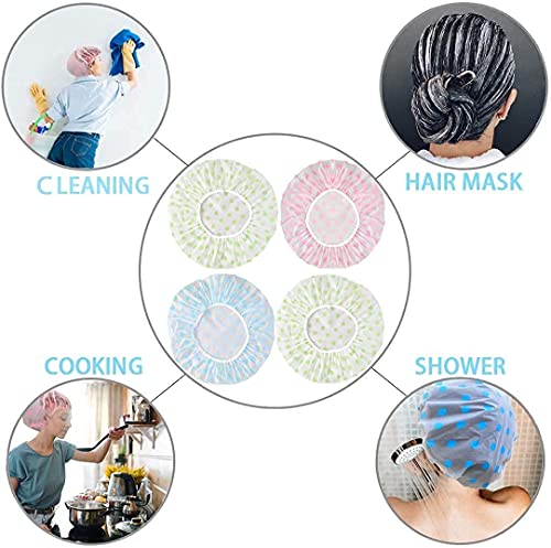 Image of Shower Cap Set of 3 for Women, Reusable Waterproof Elastic Eva Free-Size Bathroom Shower Caps - For Homes, Spas, Salons, Hair Treatment, Beauty Parlors (Multicolored and Multi-design)